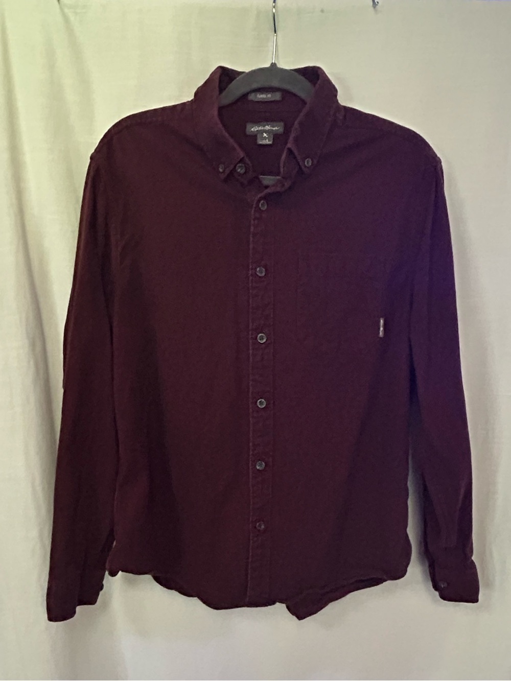 Eddie Bauer Men's Classic Button-Down Flannel Shirt - Burgundy